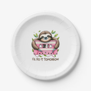 Tomorrow Funny Sloth Paper Plate