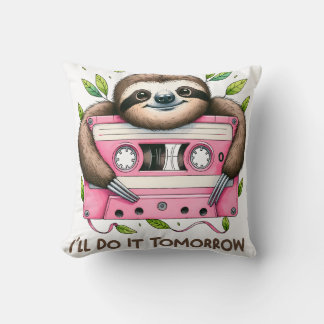 Tomorrow Funny Sloth Throw Pillow