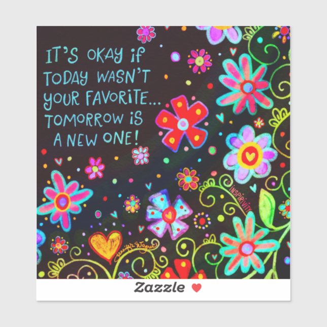 Tomorrow is a New Day Floral Fun Black Inspirivity (Sheet)