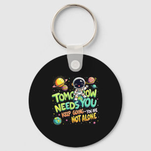 Tomorrow Needs You Motivational Space Astronaut Gr Keychain
