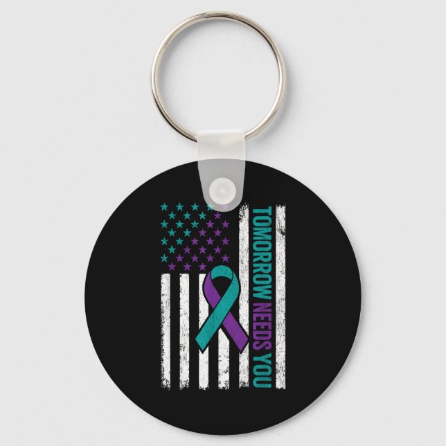 Tomorrow Needs You Suicide Prevention Awareness Me Keychain (Front)