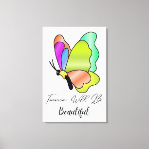 Tomorrow Will Be Beautiful Modern Positive Quote Canvas Print