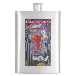 Tomorrow's Way Today Retro Future Art Hip Flask