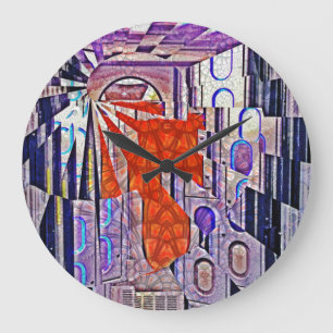 Tomorrow's Way Today Retro Future Art Large Clock