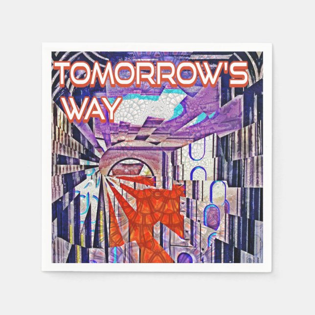 Tomorrow's Way Today Retro Future Art Napkin (Front)