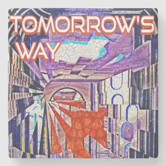 Tomorrow's Way Today Retro Future Art Stone Coaster (Front)