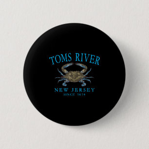 Toms River Nj Blue Claw Crab Since 1614 Cyan Lette 2 Inch Round Button