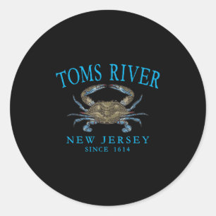 Toms River Nj Blue Claw Crab Since 1614 Cyan Lette Classic Round Sticker