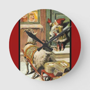 Tomte Nisse, aka Santa Clause Round Clock