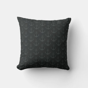 Tonal Anchors on Black Throw Pillow