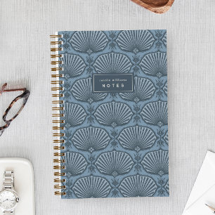 Tonal Blue Deco Fans Personalized Notebook