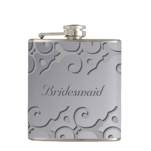 Tonal Elegance Silver BRIDESMAID Flask