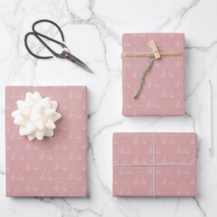 Tonal Golf Carts & Clubs on Dark Tea Rose Pink Wrapping Paper Sheet