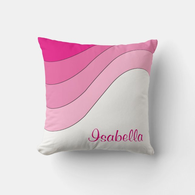 Tonal Wave Pink Custom Personalized Throw Pillow (Front)