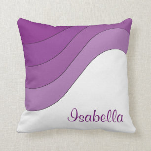 Tonal Wave Purple Striped Custom Personalized Throw Pillow