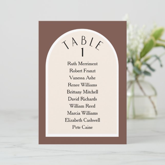 tonalité terre moderne arqué numéro de table plan  (Debout devant)