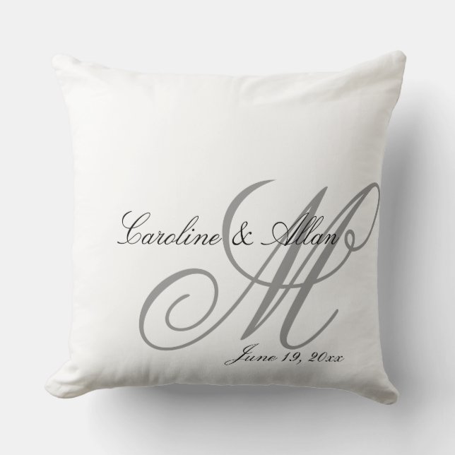 Tone on Tone Monograms Throw Pillow (Front)