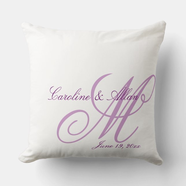 Tone on Tone Monograms Throw Pillow (Front)