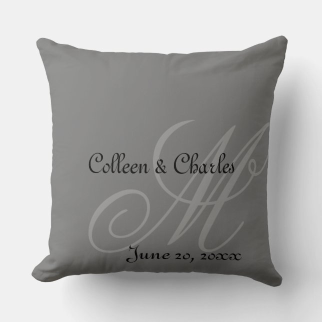 Tone on Tone Monograms Throw Pillow (Front)