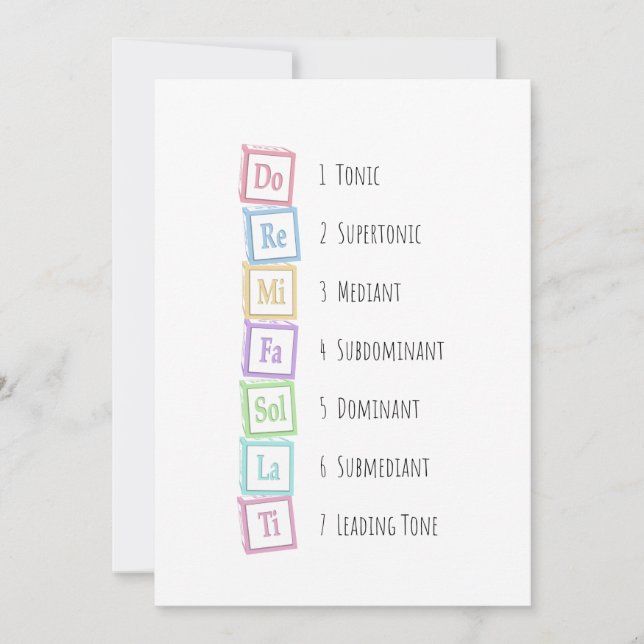 Tones of the Scale Solfeggio Musical Baby Blocks Invitation (Front)