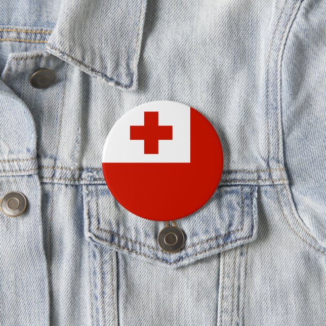 Tonga flag 3 inch round button (In Situ)