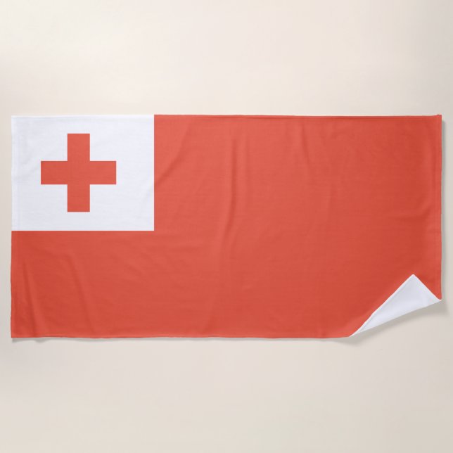 Tonga Flag Beach Towel (Front)