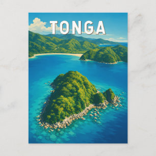 Tonga Illustration Travel Art Vintage Postcard