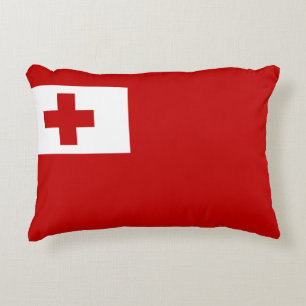 Tonga Island Flag Red Cross Accent Pillow