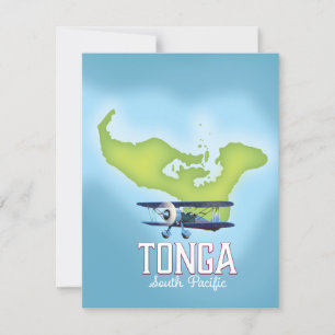 Tonga Map Flight travel poster