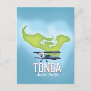 Tonga Map Flight travel poster Postcard