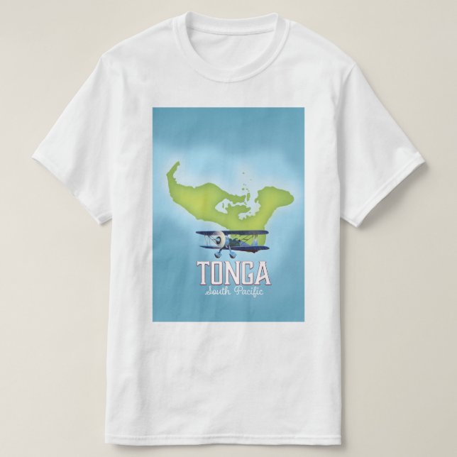 Tonga Map Flight travel poster T-Shirt (Design Front)