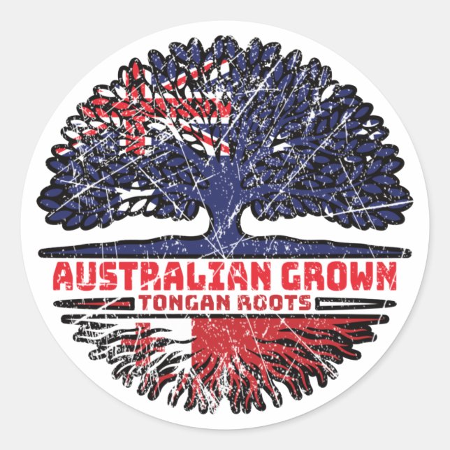 Tonga Tongan Australian Australia Tree Roots Flag Classic Round Sticker (Front)
