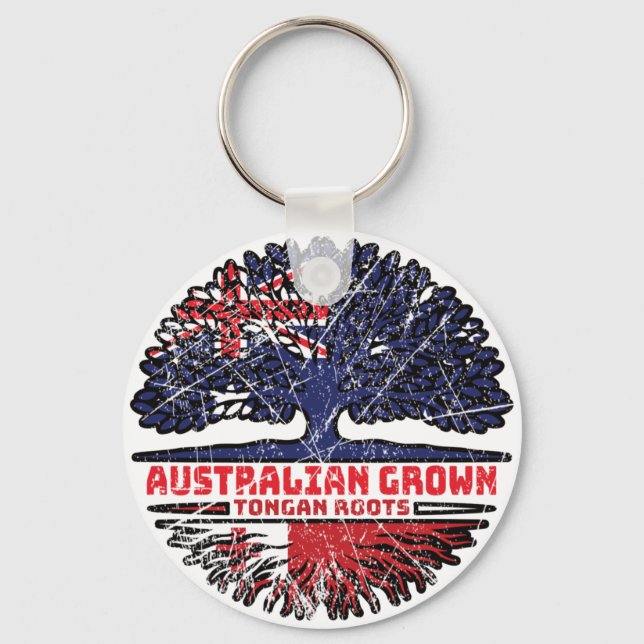 Tonga Tongan Australian Australia Tree Roots Flag Keychain (Front)