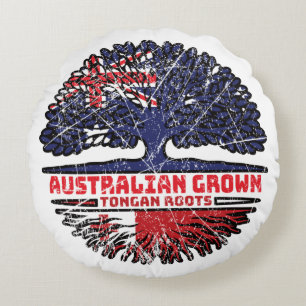 Tonga Tongan Australian Australia Tree Roots Flag Round Pillow