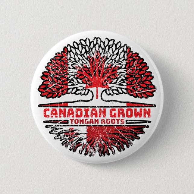 Tonga Tongan Canadian Canada Tree Roots Flag 2 Inch Round Button (Front)