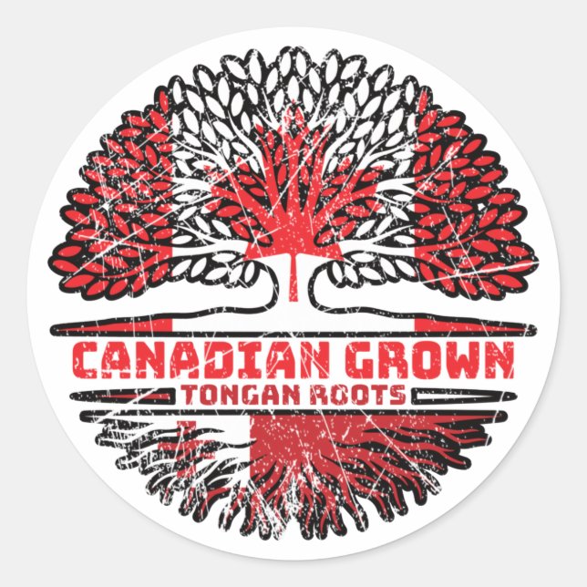 Tonga Tongan Canadian Canada Tree Roots Flag Classic Round Sticker (Front)