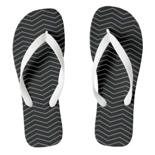 Tongs à motif ondulé zigzag noir gris