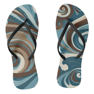 Tongs Abstract in Teal Brown and Tan