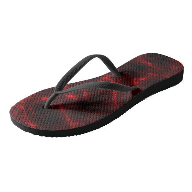 Tongs Abstrait en marbre rouge et noir (Incliné)