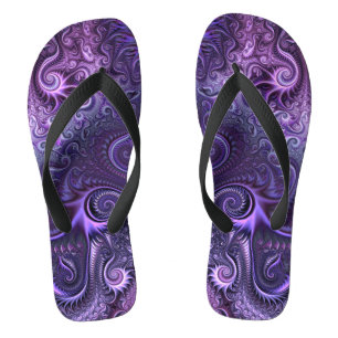 Tongs Abstrait Lilac coloré et violet Motif spiral