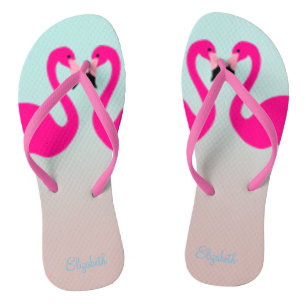 Tongs Adorable Flamants roses Roses En Amour
