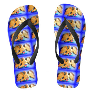 Tongs aigles patriotiques d'or bleus
