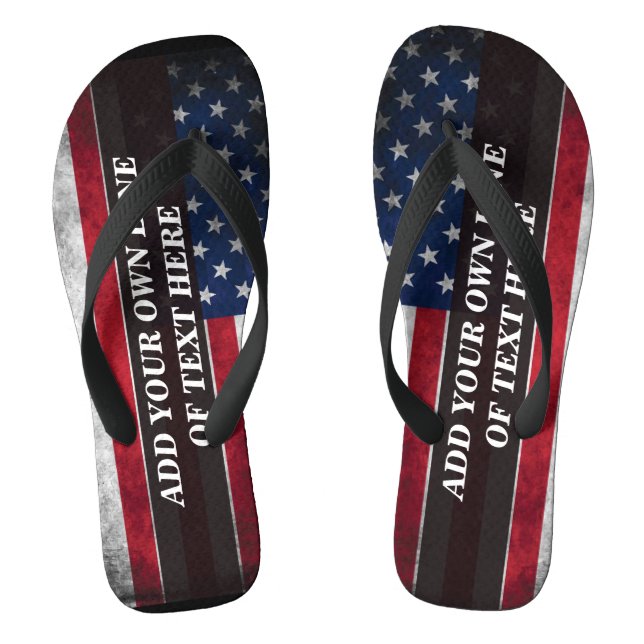 Tongs Ajouter votre texte sur le drapeau américain (Semelle)