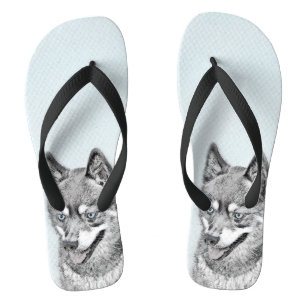 Tongs Alaskan Klee Kai Peinture - Cute Original Chien Ar