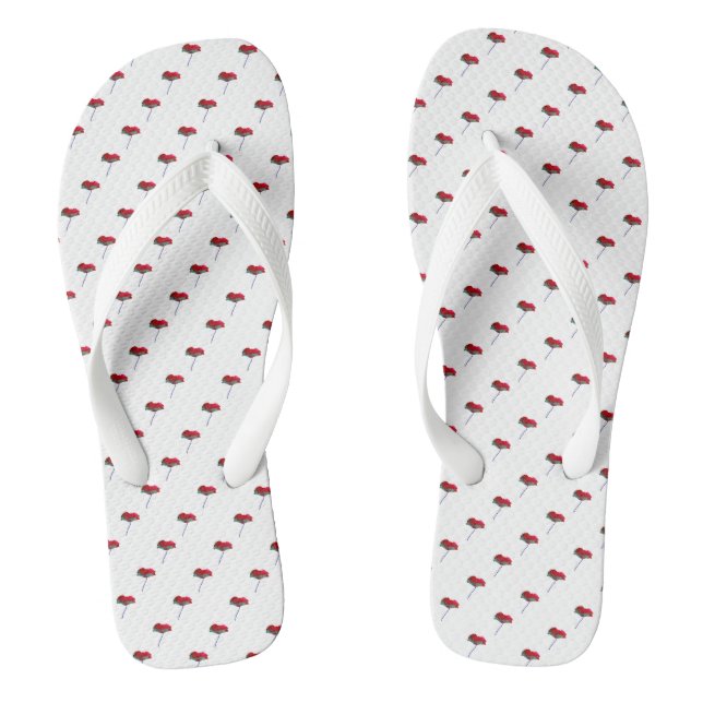 Tongs Allover rouge bleu fleur de pavot conception flora (Semelle)