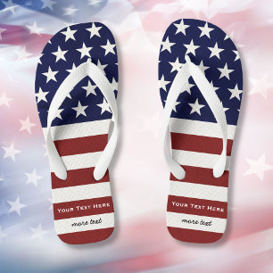 Tongs American USA Flag Patriotic July 4th Custom
