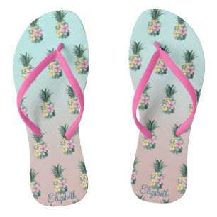Tongs Ananas Aux Fleurs Tropicales