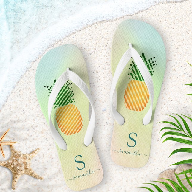 Tongs Ananas tropical monogrammé été (Créateur téléchargé)