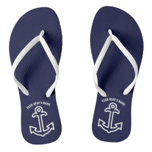 Tongs Ancre de bateau personnalisée Flip Flops Navy Blue