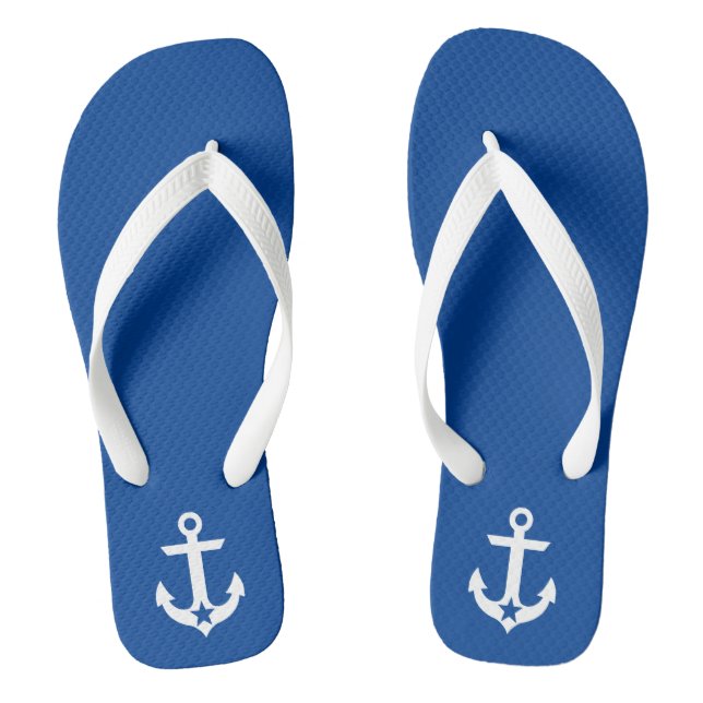 Tongs Ancre étoile nautique bleu et blanc (Semelle)